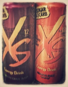 XS energy drink close up